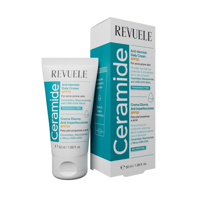 

Ежедневный крем для лица против пятен с церамидами spf50 Revuele, 50 мл