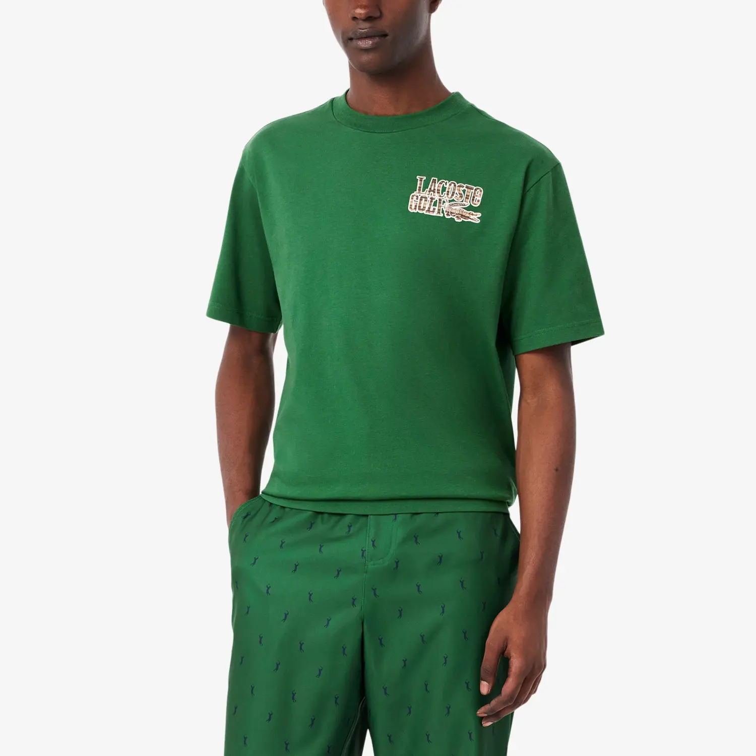 Футболка Cotton с вышитым слоганом LACOSTE, зеленый — фото 4