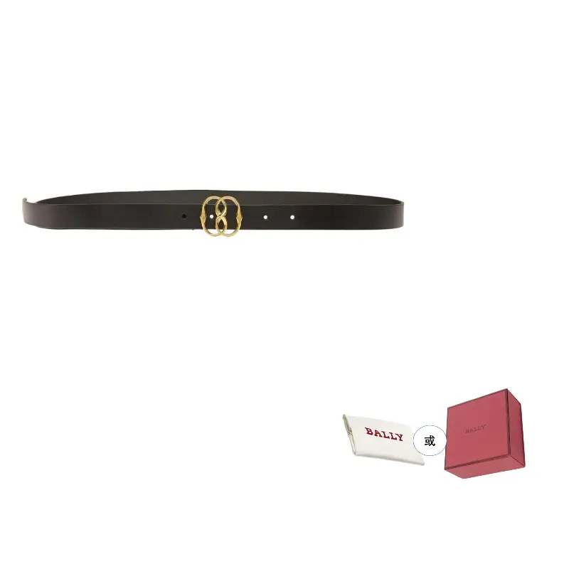 

Кожаный ремень для женщин с гладкой пряжкой и логотипом, цвет black, ширина 2,5 см BALLY, черный