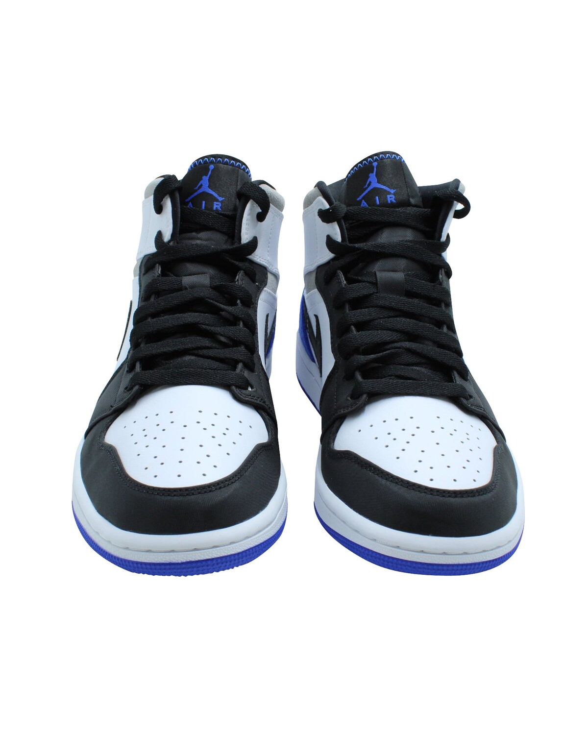 Nike Air Jordan 1 Mid SE из кожи White Hyper и Royal Black, белый — фото 3