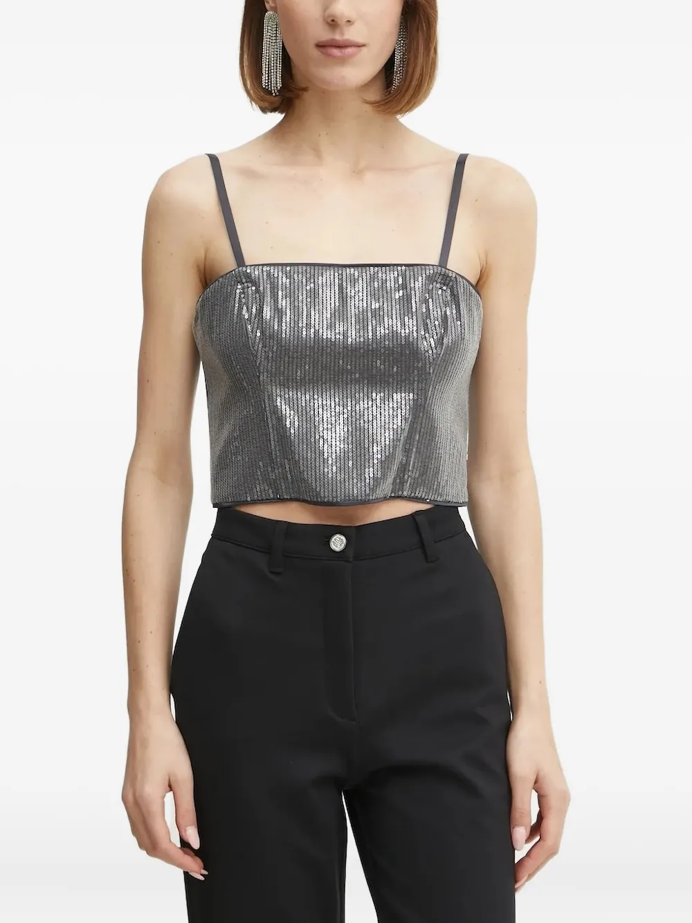 

Топ корсета, украшенный пайетками GUESS USA, серый