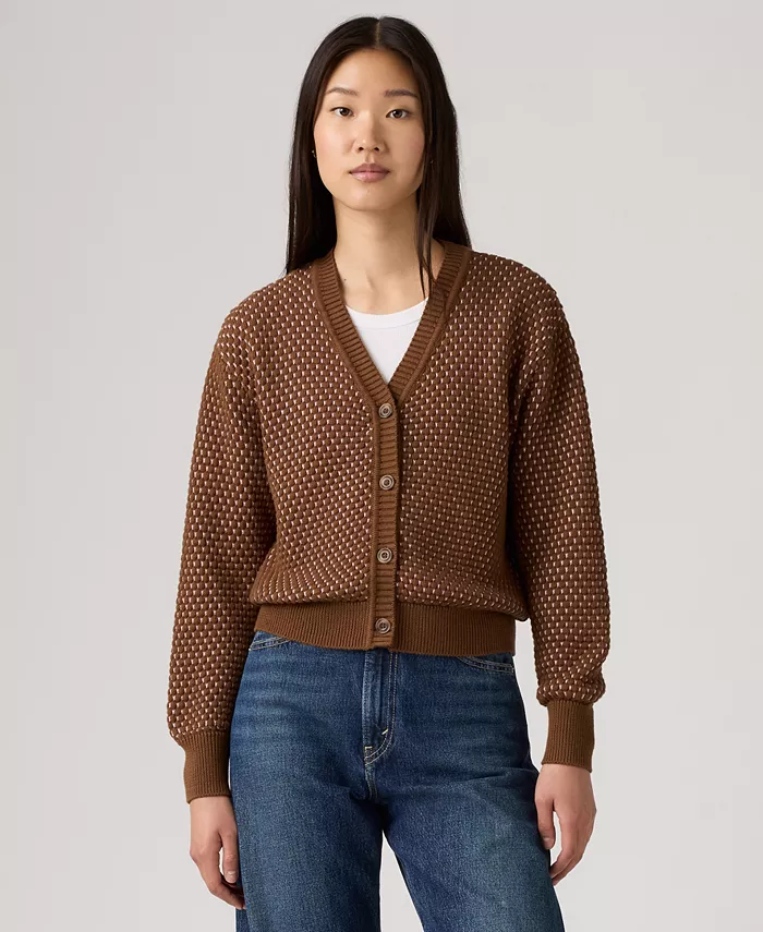 

Женский кардиган с длинным рукавом в снежинку Levi'S, коричневый