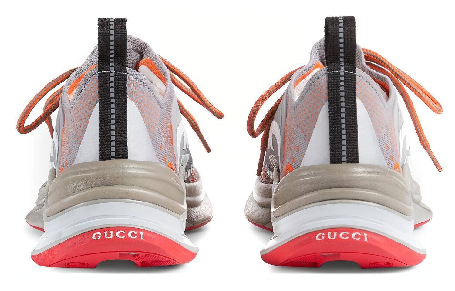 Кроссовки для бега RUN женские с низким верхом серо-оранжевого цвета Gucci — фото 4