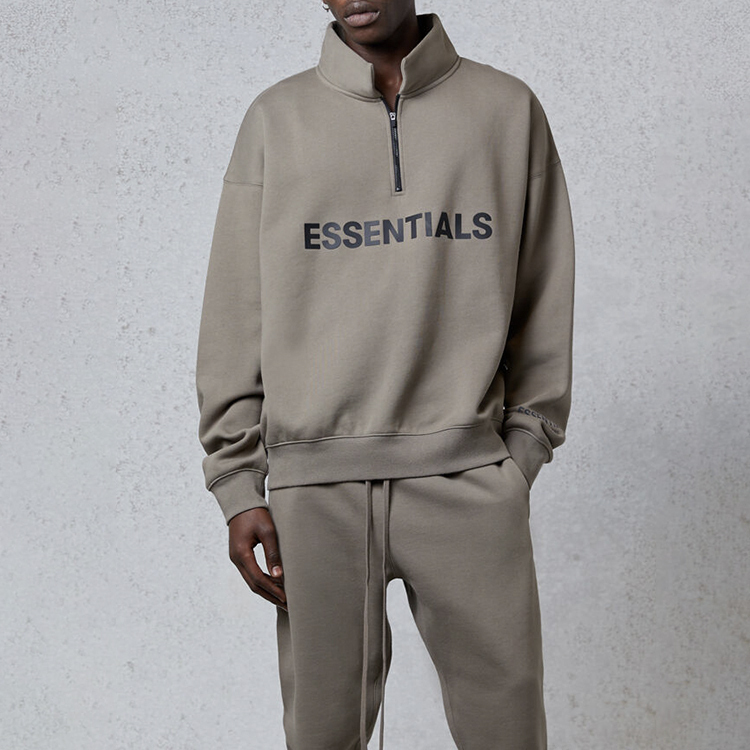 Полузиппуловер Футболка Fear Of God Essentials, Тепло-бежевый — фото 4
