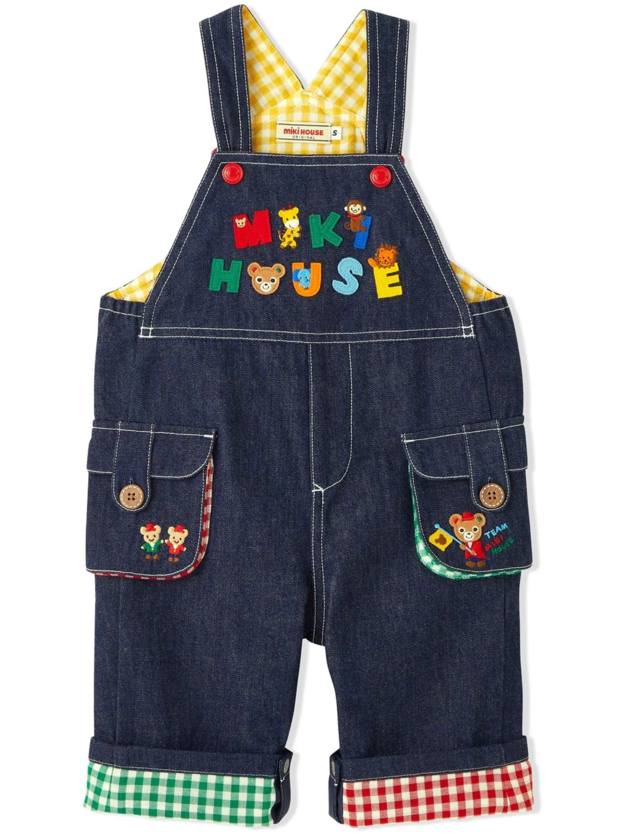 

Джинсовый комбинезон с вышитым логотипом Miki House, синий