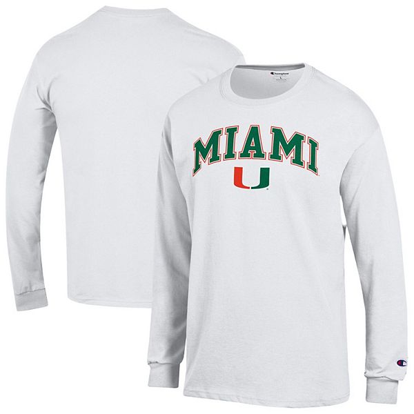 

Мужская белая футболка с длинным рукавом Miami Hurricanes с логотипом Champion
