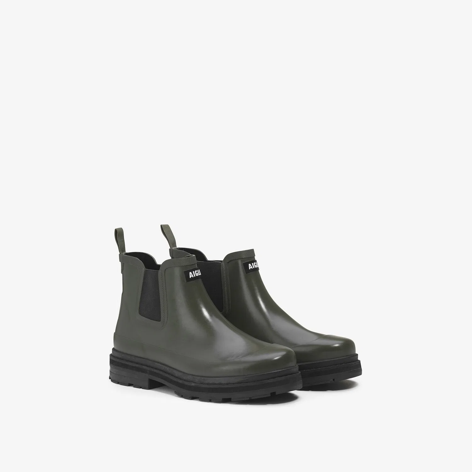 Мужские зелёные мягкие резиновые сапоги от Aigle