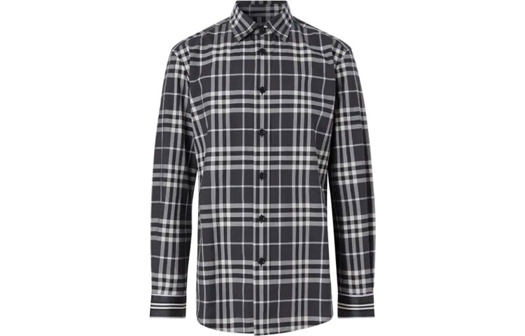 

Рубашка в клетку б/у Burberry, черный/белый