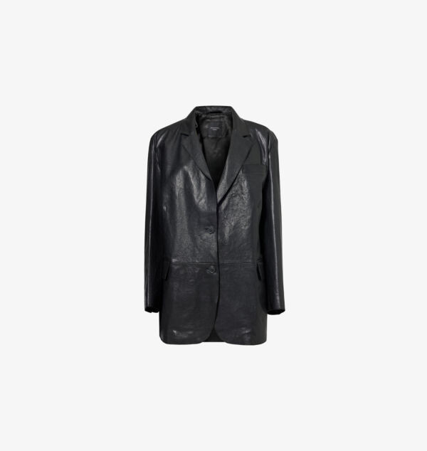 

Однобортный кожаный пиджак со вставками Weekend Max Mara, черный