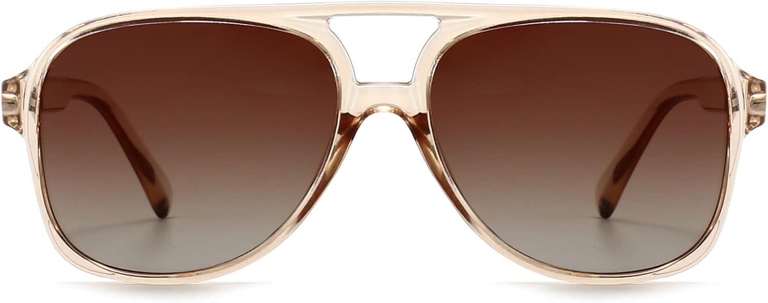 

Поляризованные солнцезащитные очки-авиаторы LASPOR для женщин и мужчин, винтажные ретро-очки 70-х годов, большая пластиковая оправа, защита от УФ-излучения UV400, Brown Frame Brown Lens