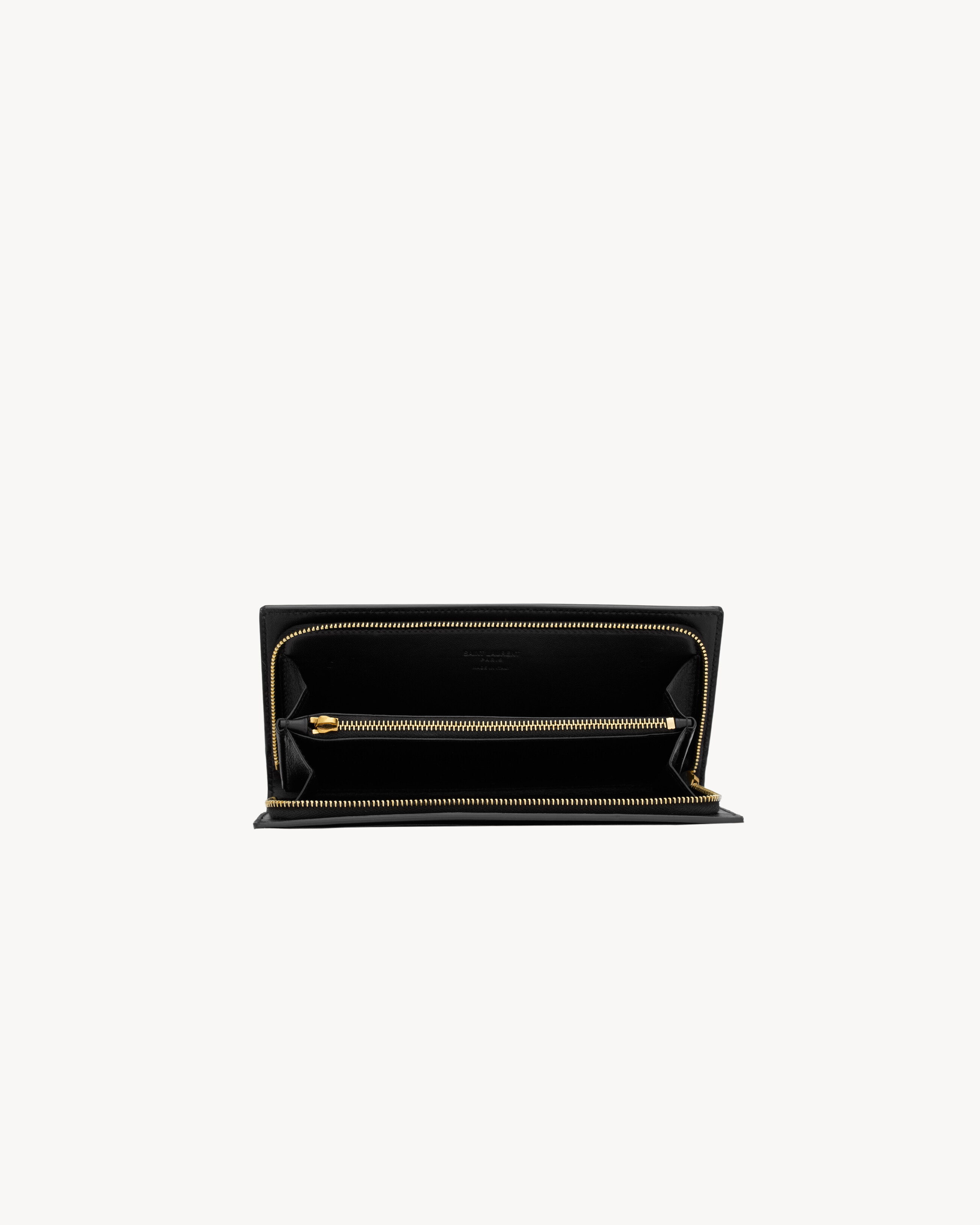 Портмоне на молнии из гладкой кожи SAINT LAURENT PARIS, черный — фото 4