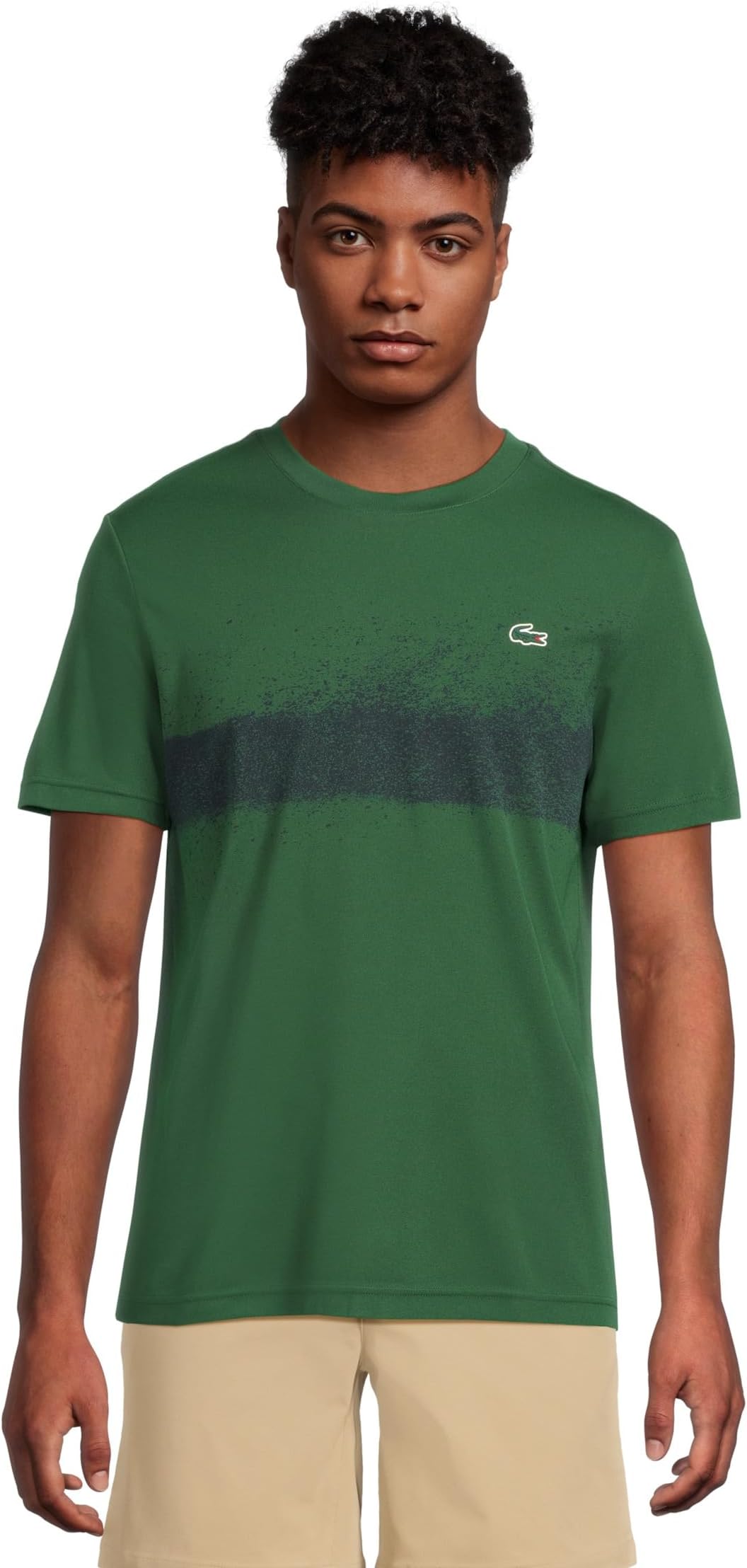 

Футболка Lacoste Short Sleeve Novak Fan Collection Tech Pique T-shirt, цвет Green/Navy Blue