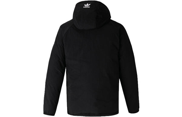 Пуховик adidas originals Revsbl Jacket 2 Large logo Printing Reversible Sports Stay Warm hooded down Jacket Black Red, черный — фото 2