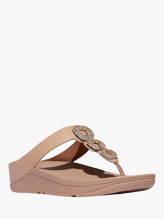 Fino Crystal Chain кожаные босоножки T-Bar FitFlop, Classic Beige — фото 2