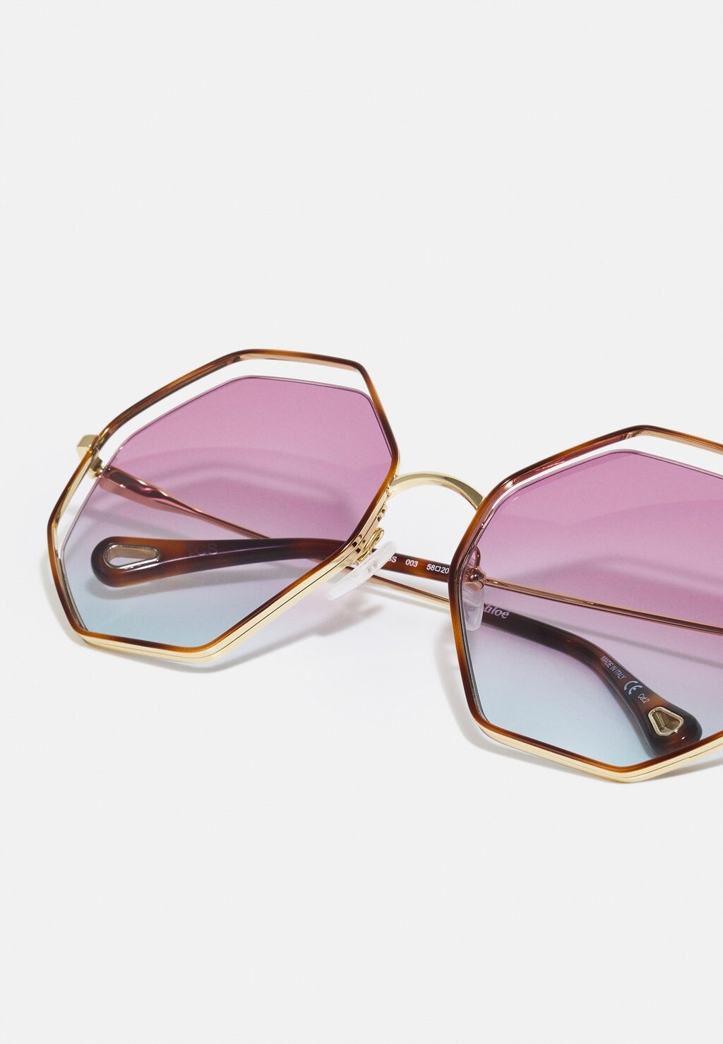 

Солнцезащитные очки Poppy Hexagonal Metal Sunglasses CHLOÉ, гавана/золотистый/фиолетовый