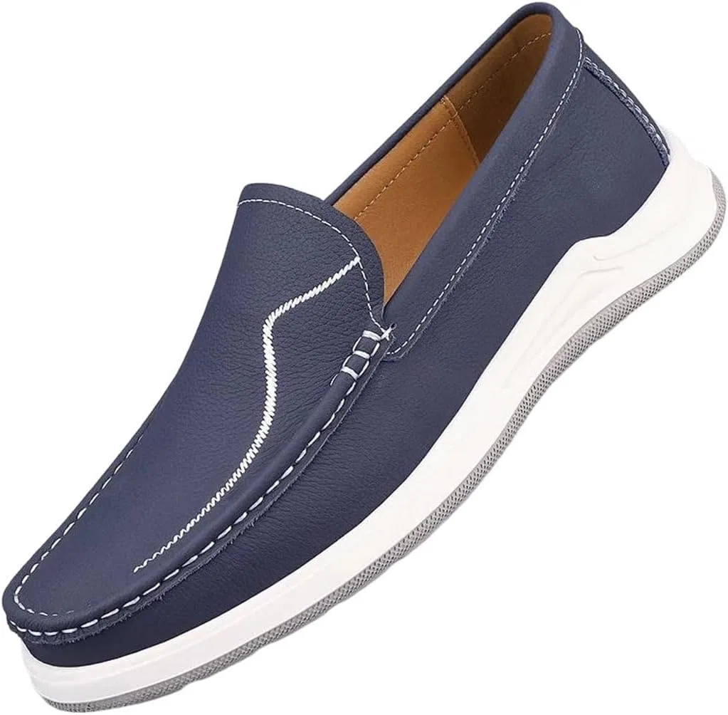 Лоферы кожаные Men's Slip-On Driving Shoes, синий