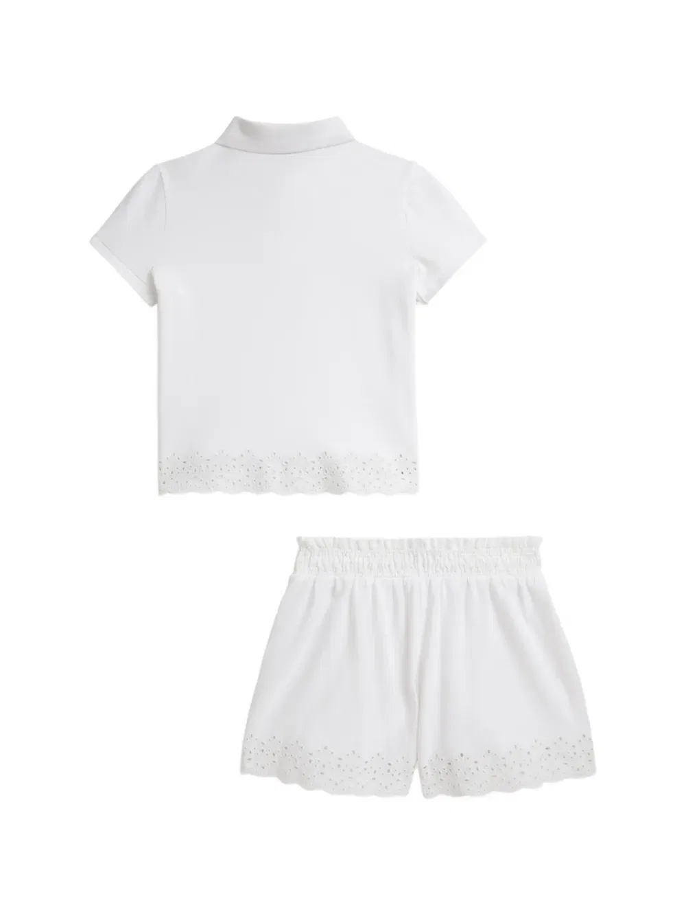 Рубашка-поло с перфорацией и шорты (комплект из двух штук) Polo Ralph Lauren Kids, белый — фото 2