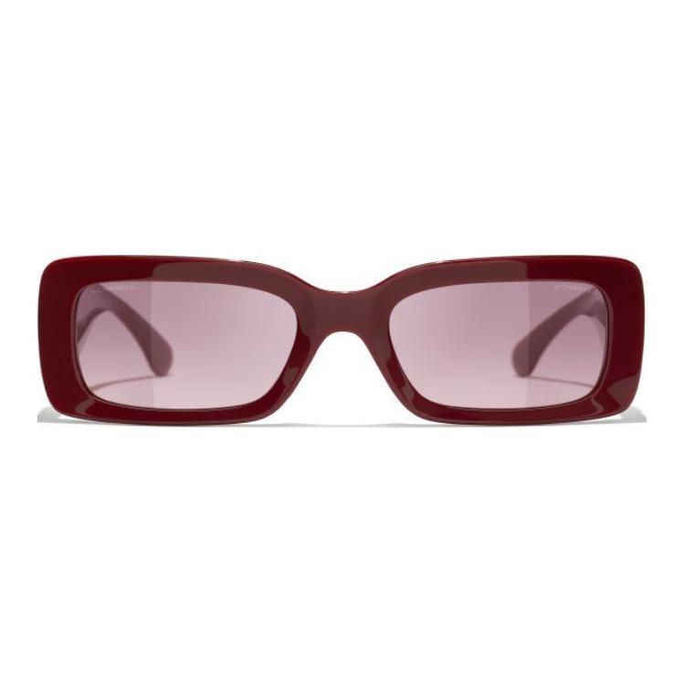 CHANEL Металлические ацетатные квадратные солнцезащитные очки Unisex Brown Red — фото 3