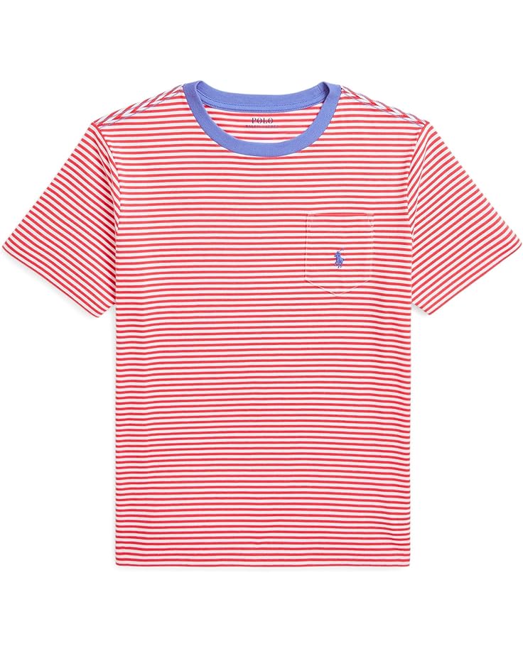 

Футболка Polo Ralph Lauren Kids Striped Cotton Jersey Pocket Tee, цвет Starboard Red/White