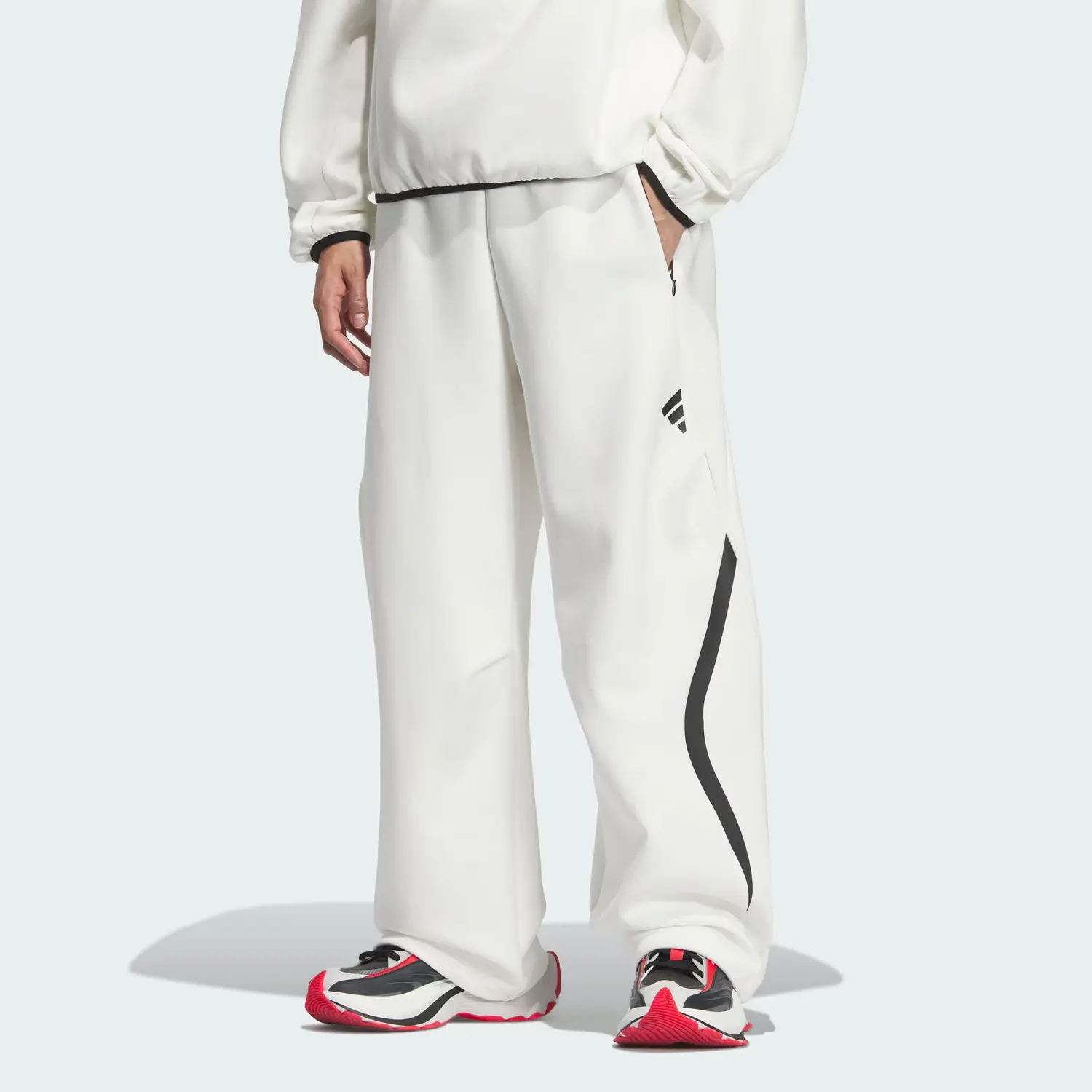 Adidas SS25 Спортивные штаны вязаные мужские ярко-белый — фото 3
