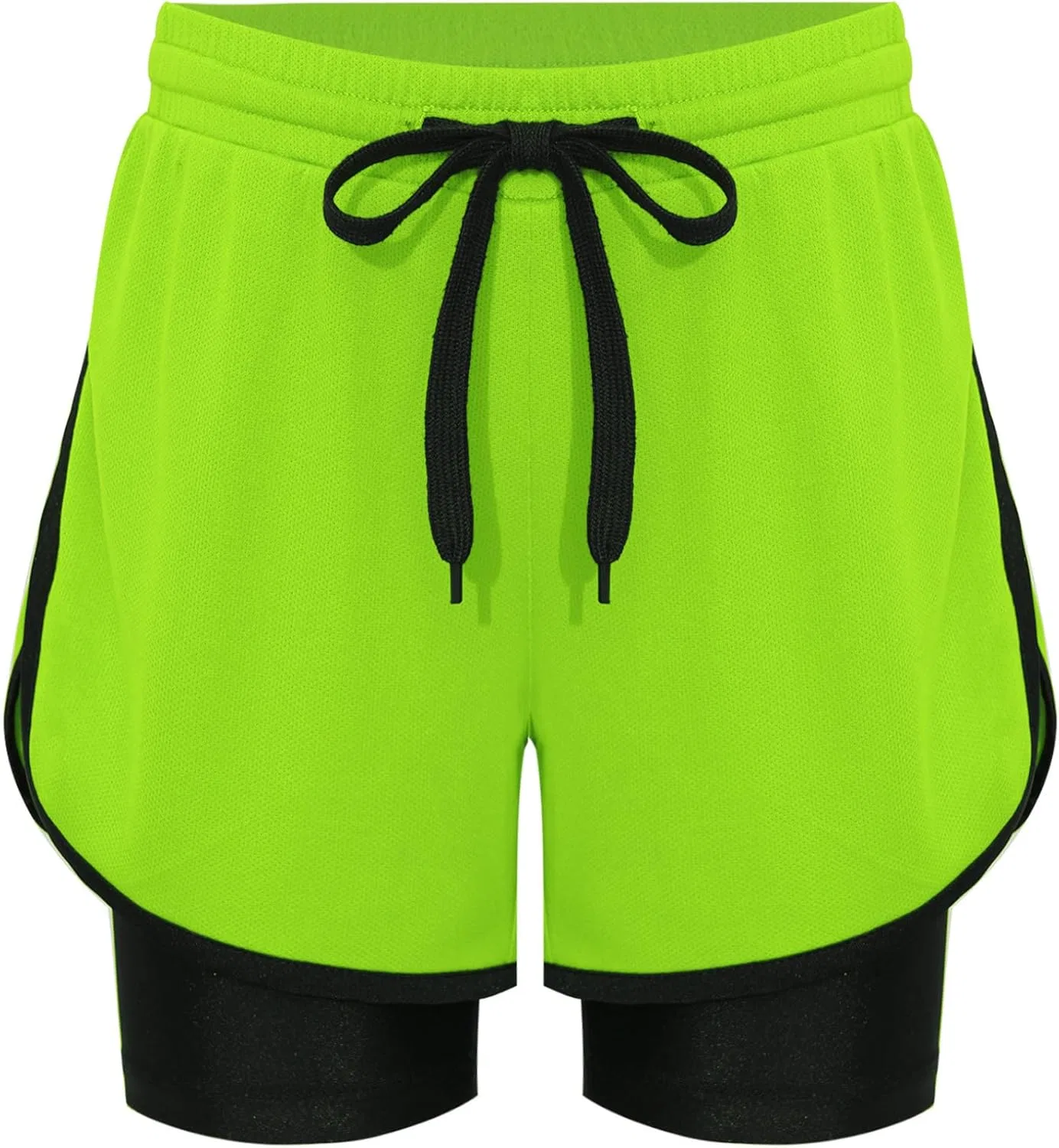 Детские шорты 2 в 1 с компрессионным слоем, Kaerm, Fluorescent Green