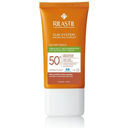 

Rilastil Sun System Water Touch Fluid Comfort увлажняющий и антиоксидантный матовый эффект SPF 50+ для чувствительной нормальной и смешанной кожи 50 мл