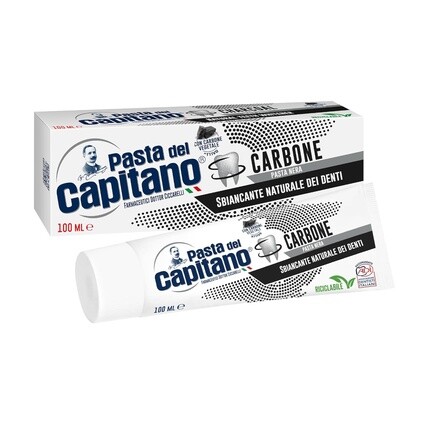 

Зубная паста Pasta del Capitano Bio с активированным углем, натуральное отбеливание зубов, черная паста, эффективная против изменения цвета зубной эмали, тюбик 100 мл