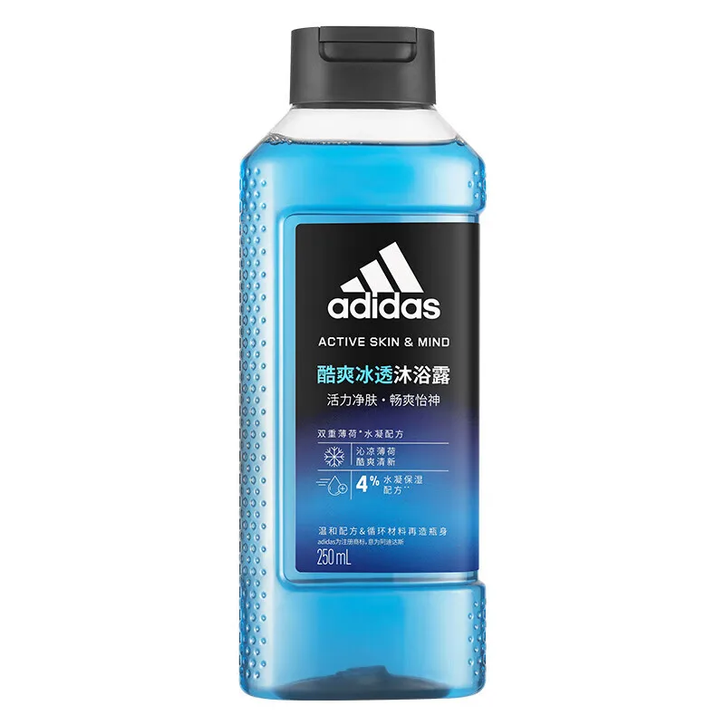 Adidas Очищающий гель для душа для мужчин с увлажнением и отшелушиванием, 250 мл/250 мл*2/400 мл*2, Cool and Refreshing 250ml