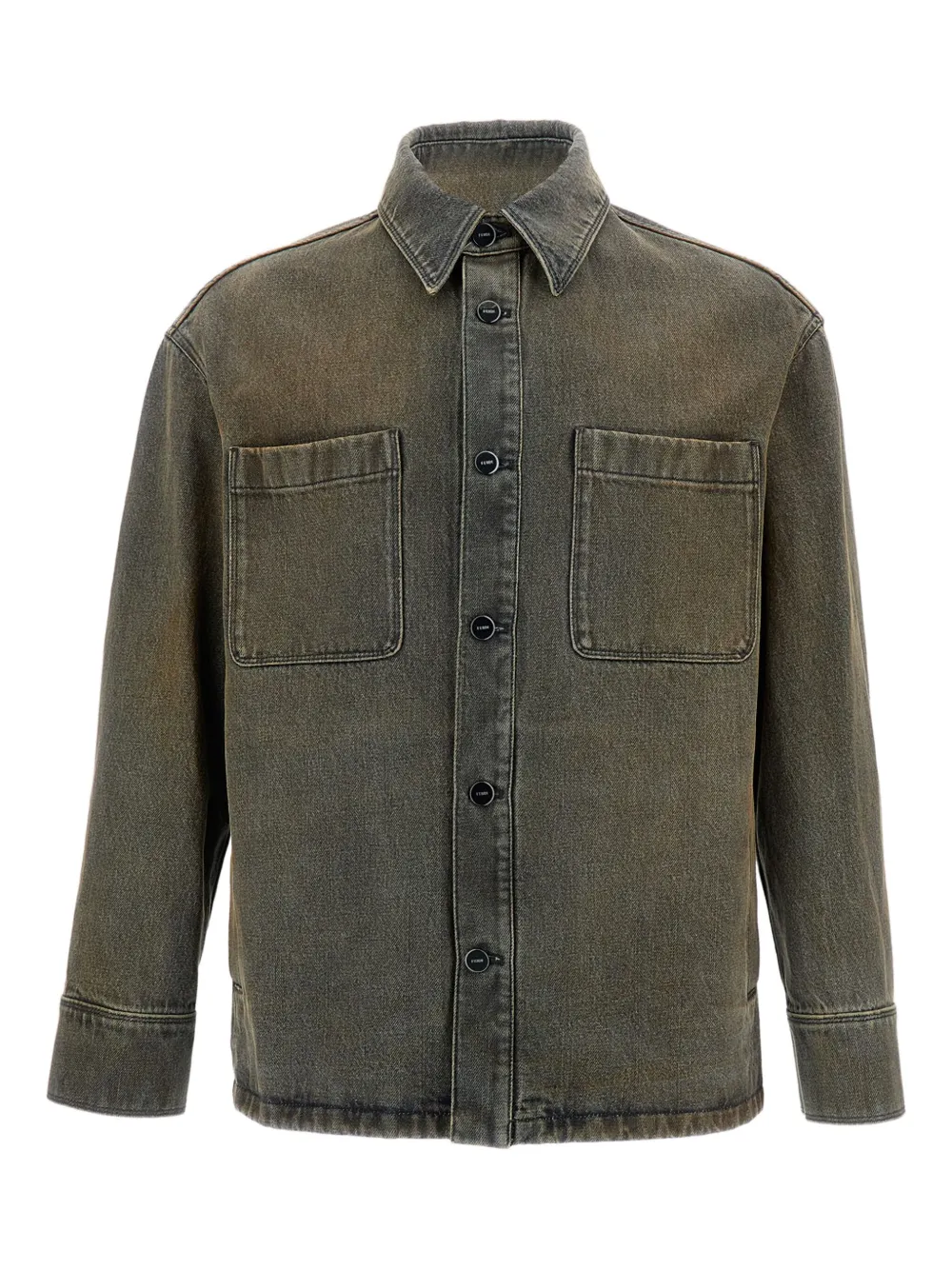 

Джинсовая рубашка на пуговицах Fendi, серый