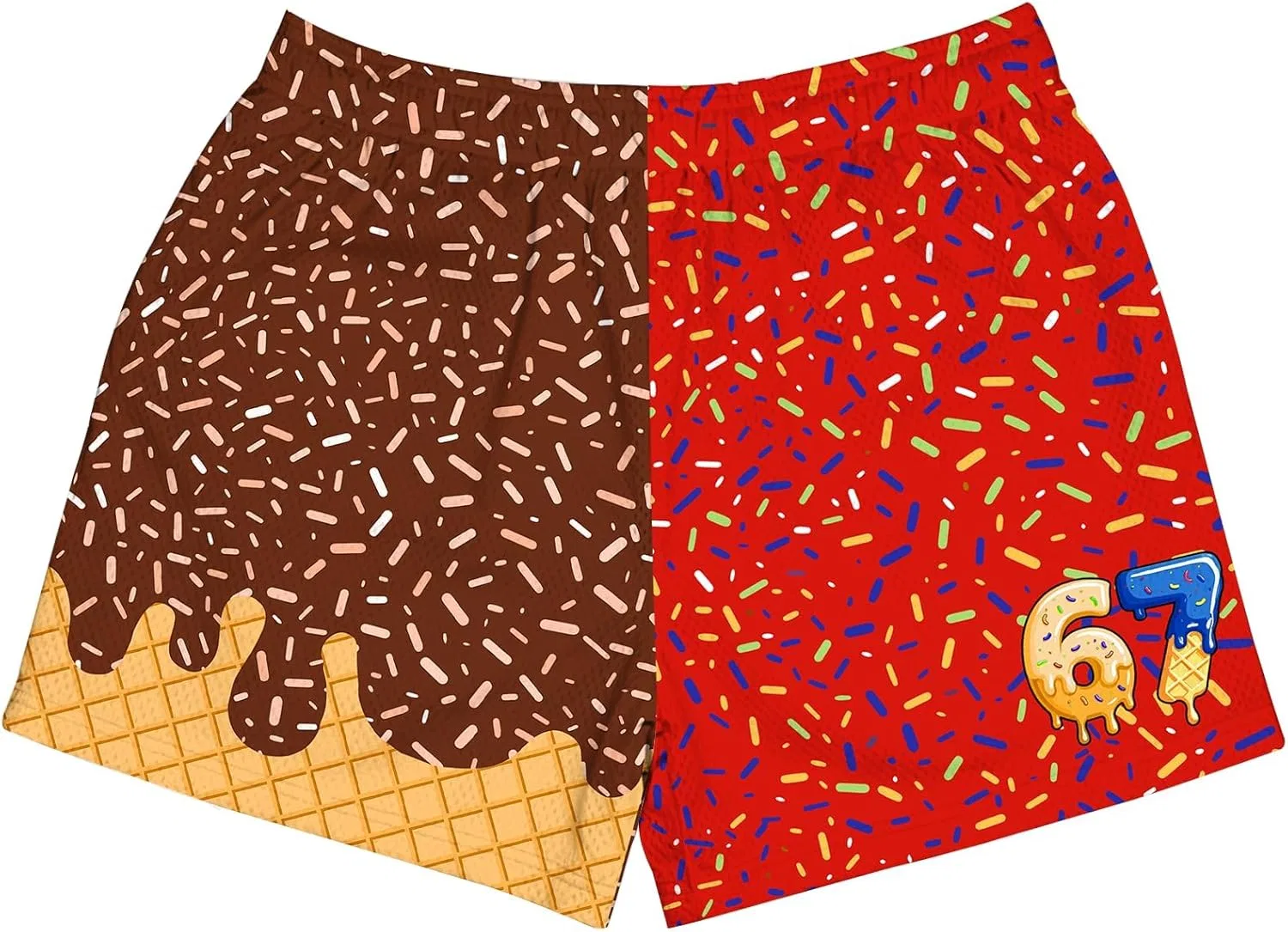 Шорты для мальчиков Ice Cream Drip, хлопок, эластичный пояс, коричневый и красный