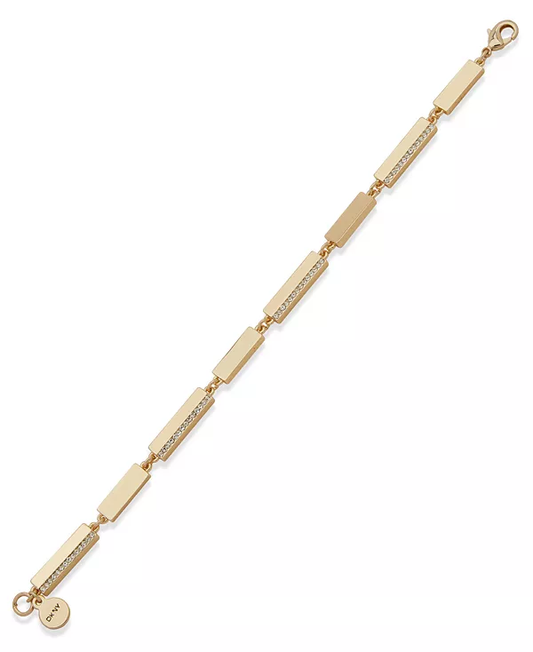 

Браслет с полированными полосками паве из кристального золота Dkny, gold
