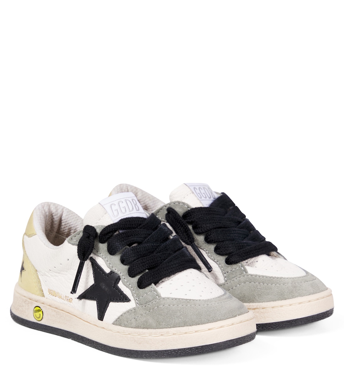 

Кроссовки Ball Star из кожи с замшевыми вставками Golden Goose Kids, White/Light Green/Black/Yellow