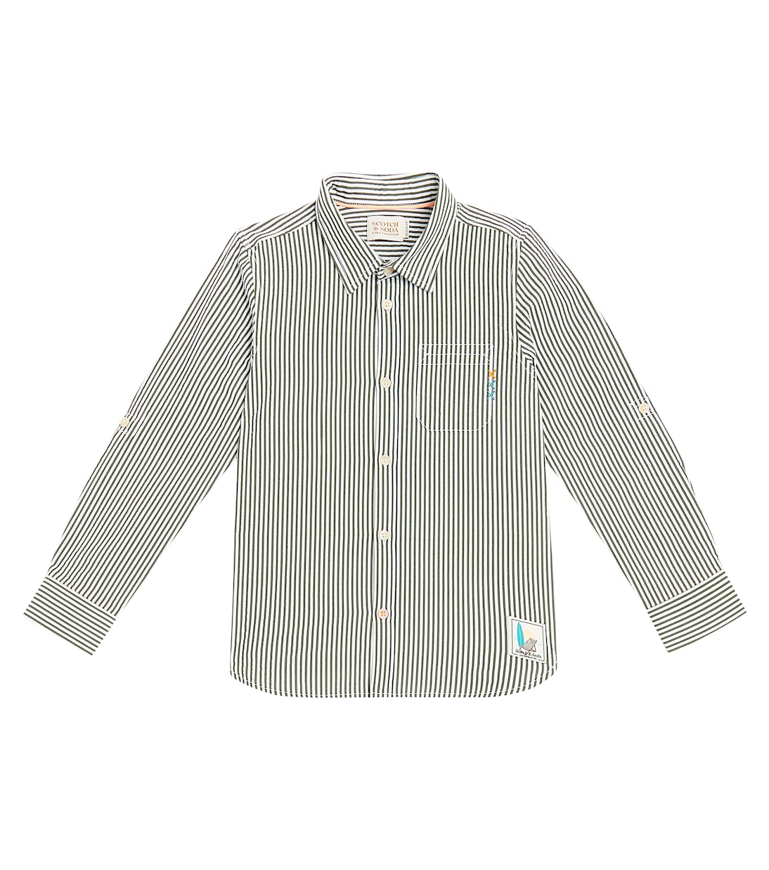

Полосатая рубашка из сирсакера Scotch & Soda Kids, Seaweed Green Stripe