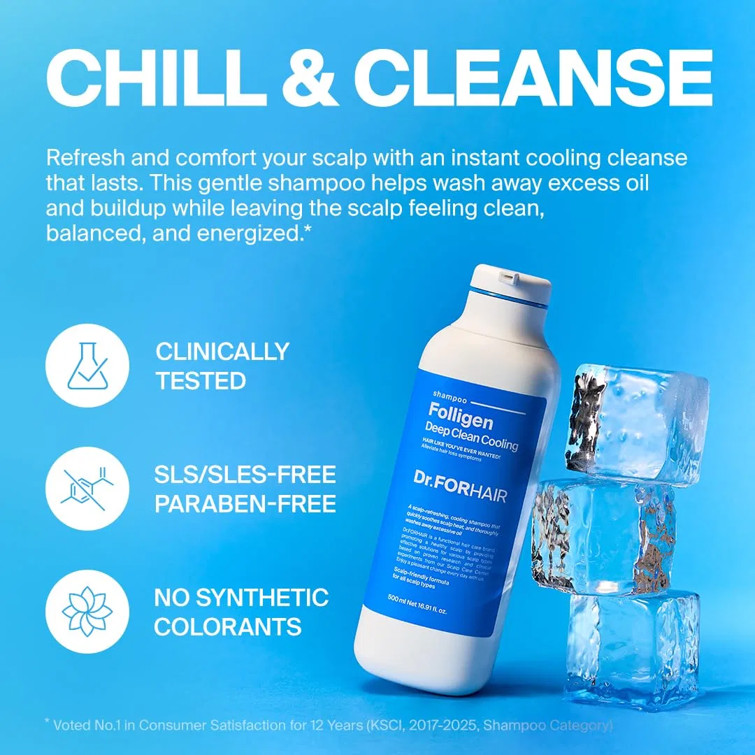 Охлаждающий шампунь Folligen Deep Clean Cooling от Dr.FORHAIR, 500 мл Dr.Forhair — фото 2