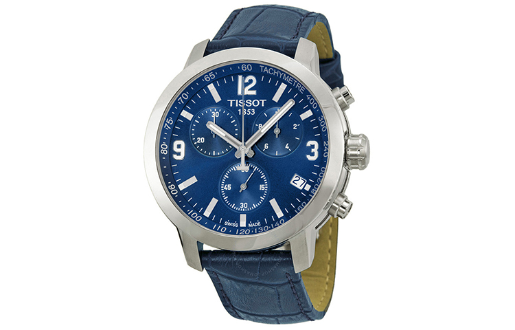 

TISSOT Часы prc 200 collection quartz мужские, 42 мм, синий циферблат, корпус из нержавеющей стали, кожаный ремешок