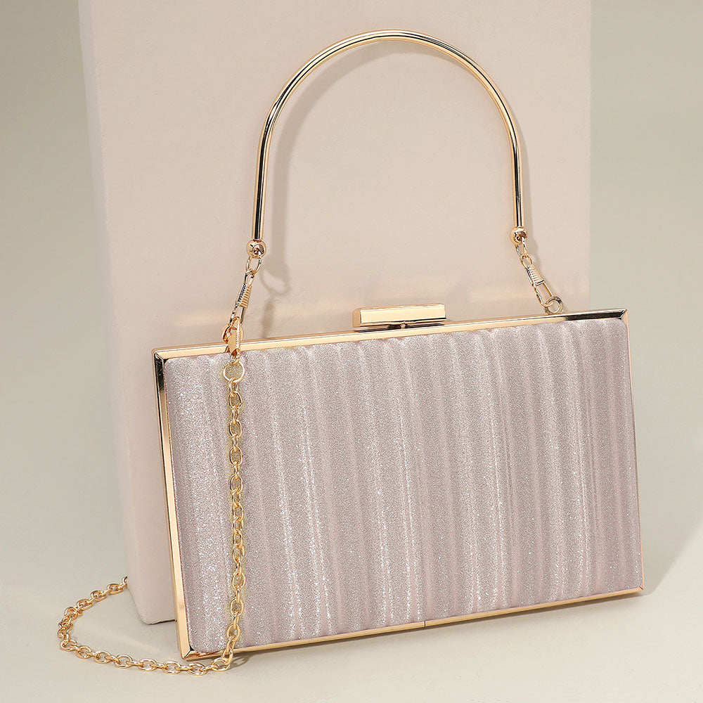 

Текстурированная сверкающая тканевая клатч-сумка с верхней ручкой FASHNZFAB, персиковый