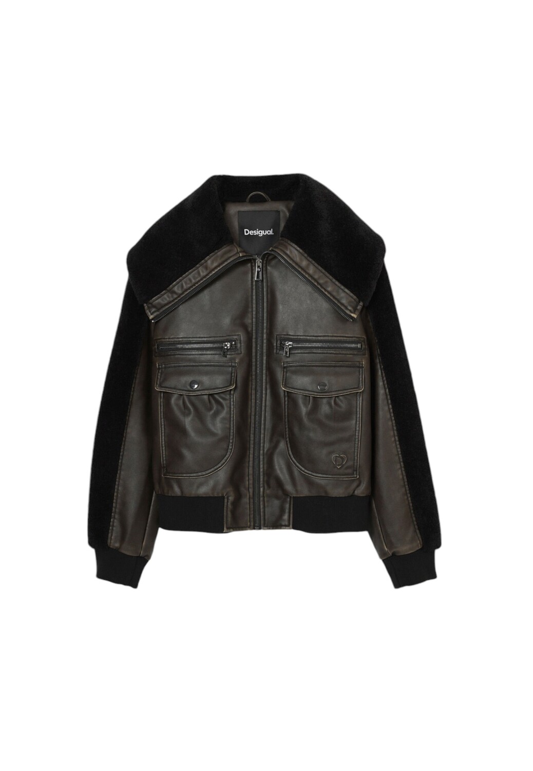 

Куртка Desigual с текстильными вставками, черный/коричневый