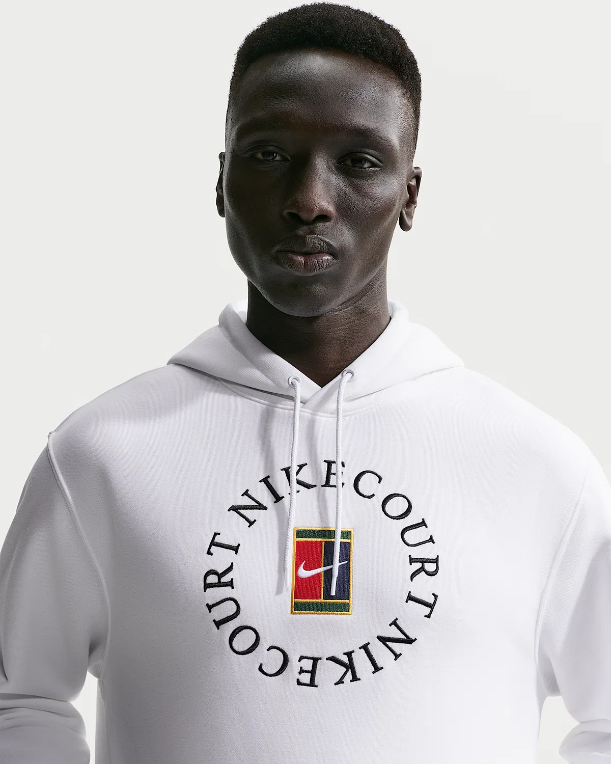 Мужская теннисная худи-пуловер NikeCourt Heritage Dri-FIT French Terry, White/Black — фото 3