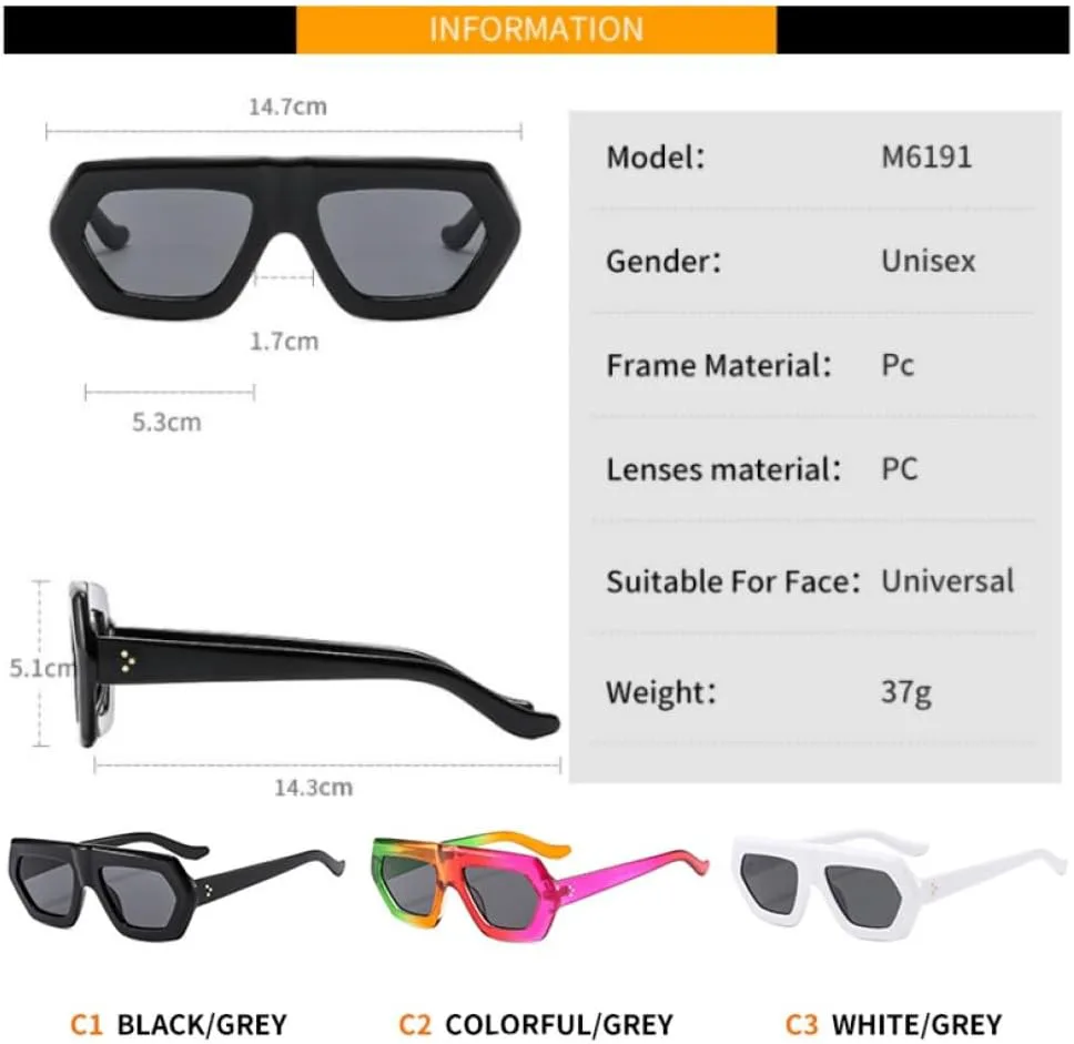 

Солнцезащитные очки LVTFCO в стиле ретро с нестандартной оправой для женщин и мужчин, модные солнцезащитные очки с защитой от УФ-излучения UV400, Black Grey