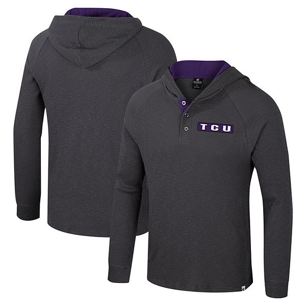 

Мужская толстовка-лонгслив henley с капюшоном tcu horned frogs dujour ralgan цвета charcoal Colosseum
