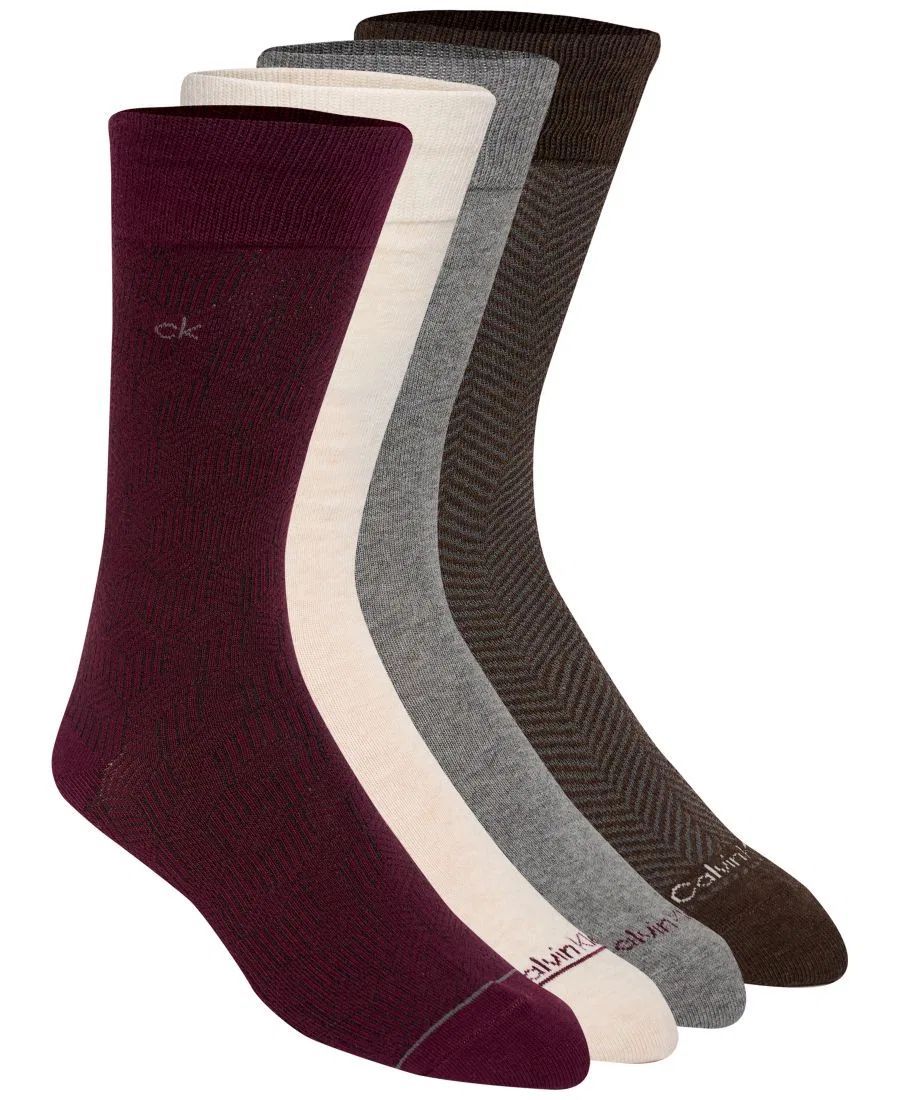 Мужские плоские вязаные носки (комплект из 4 пар) Calvin Klein, Wine Assorted
