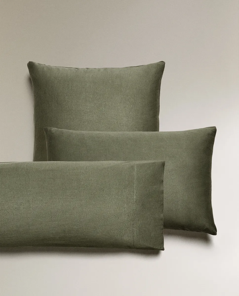 

Наволочка из хлопкового джерси Zara Home, зеленый