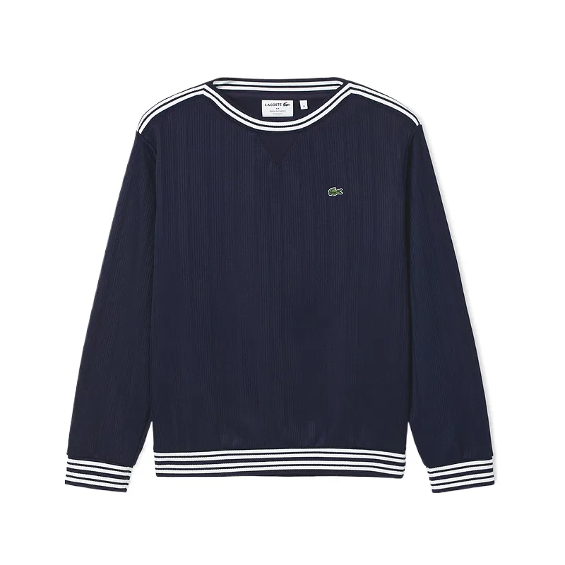 Свитшот женский LACOSTE полосатый, темно-синий/белый