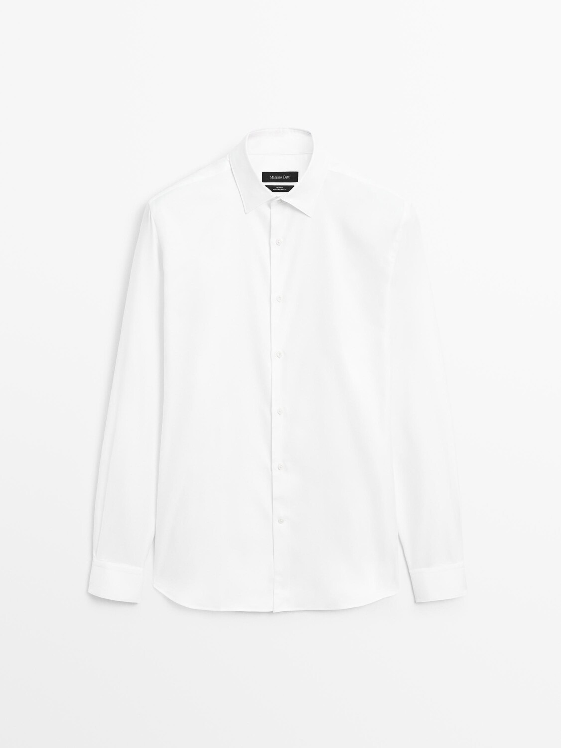 

Рубашка оксфорд из хлопка облегающего кроя Massimo Dutti, белый