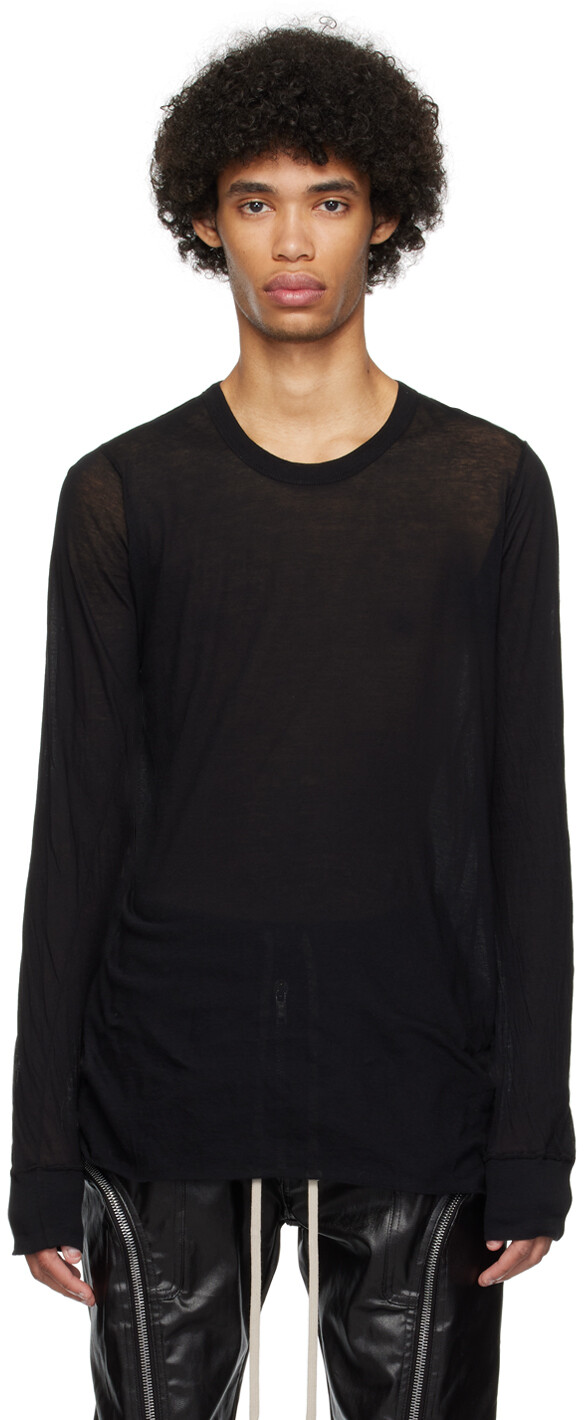 

Черная базовая футболка с длинным рукавом Rick Owens, цвет Black