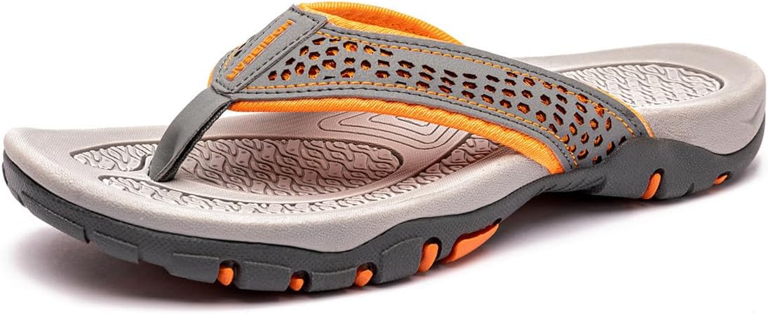 

Мужские шлепанцы с поддержкой свода стопы, удобные модные пляжные сандалии на липучке, спортивные повседневные тапочки с открытым носком, летняя обувь Tangdao, оранжевый