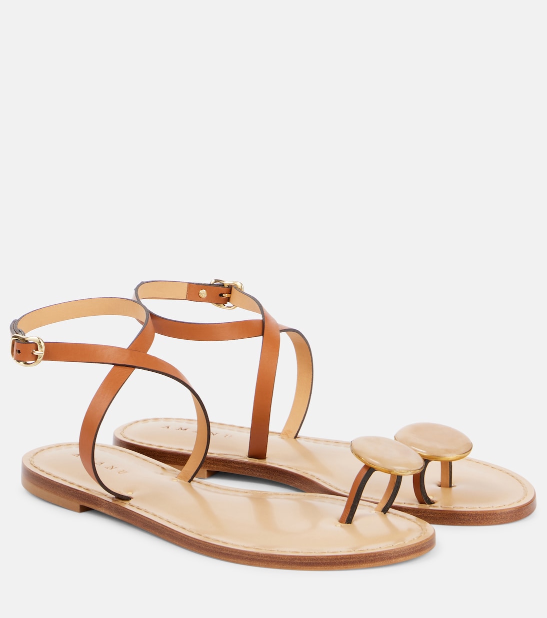 Кигали декорированные кожаные сандалии Amanu, Cognac