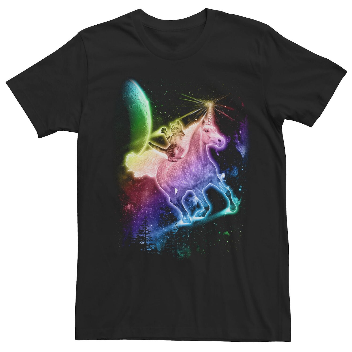 

Мужская футболка Rainbow Kitten Unicorn In Space Licensed Character, черный