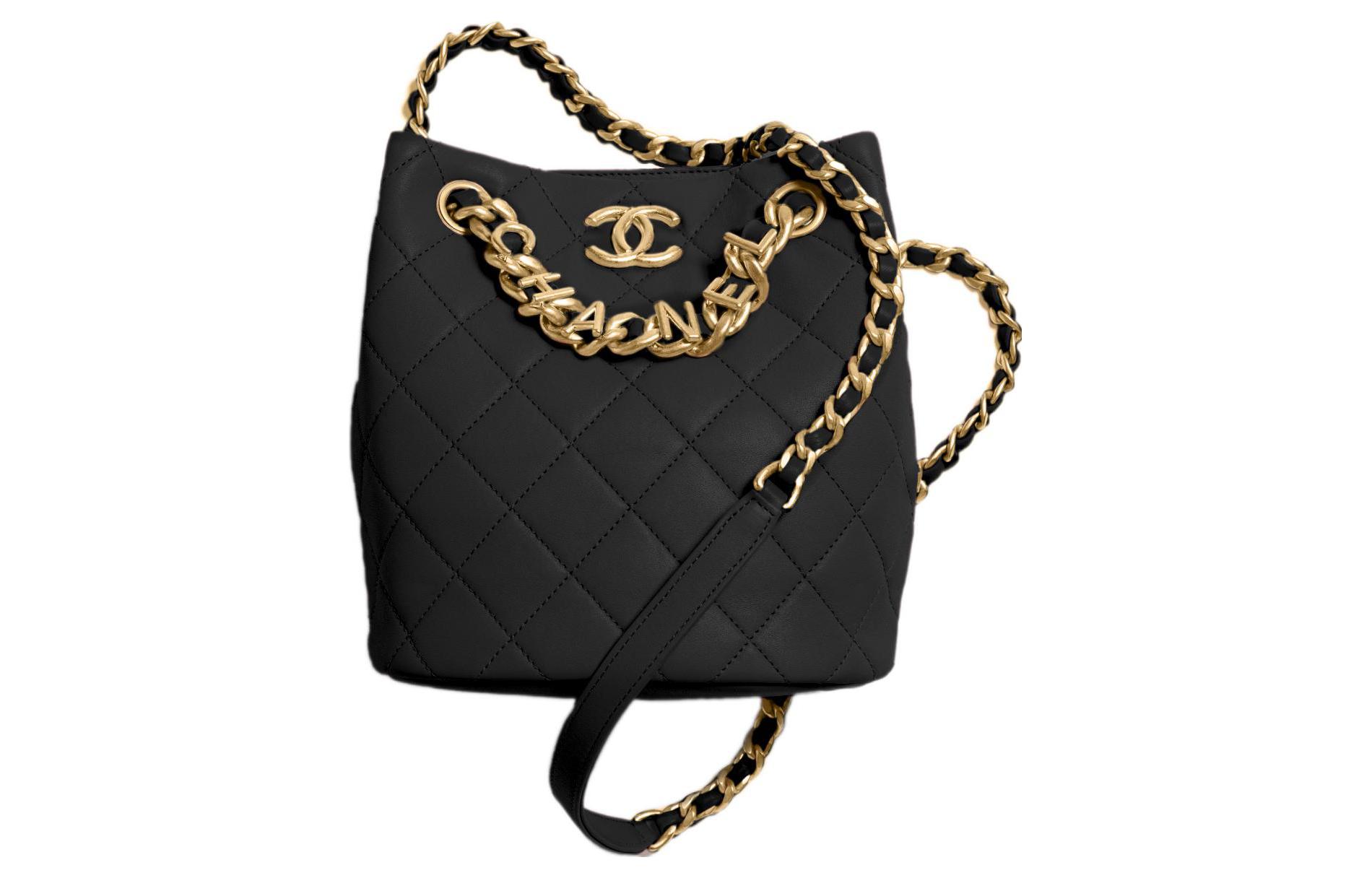 

CHANEL Кожаная сумка-ведро, через плечо, кроссбоди Trumpets Women's Black