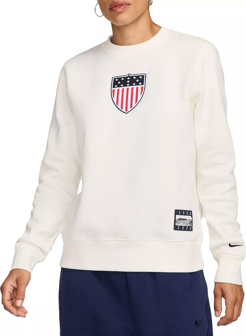 

Женская флисовая толстовка с круглым вырезом Nike Team USA Phoenix, цвет Sail